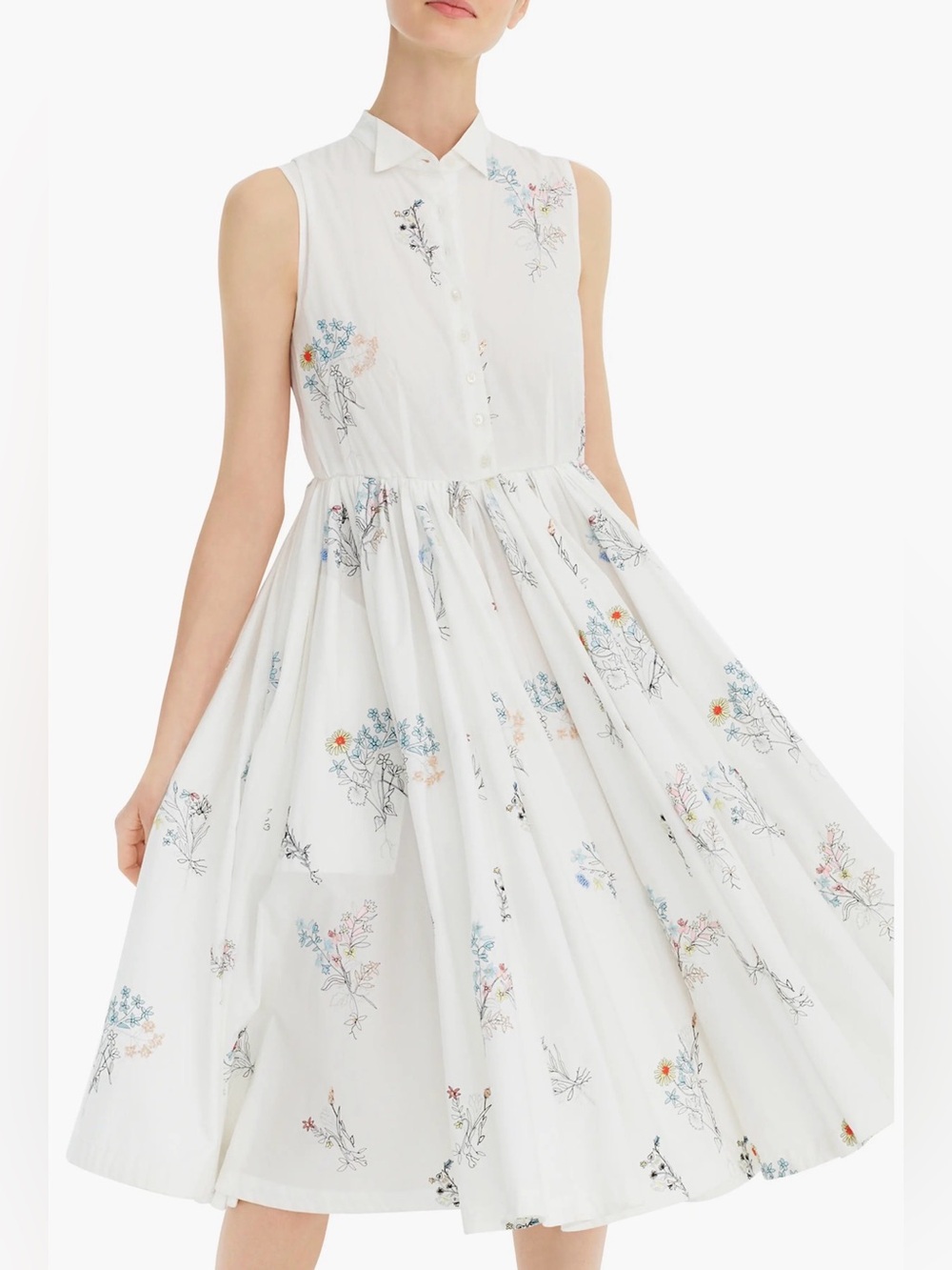 JCREW
Maison Embellished Embroidered Cotton-poplin Midi Dress In White